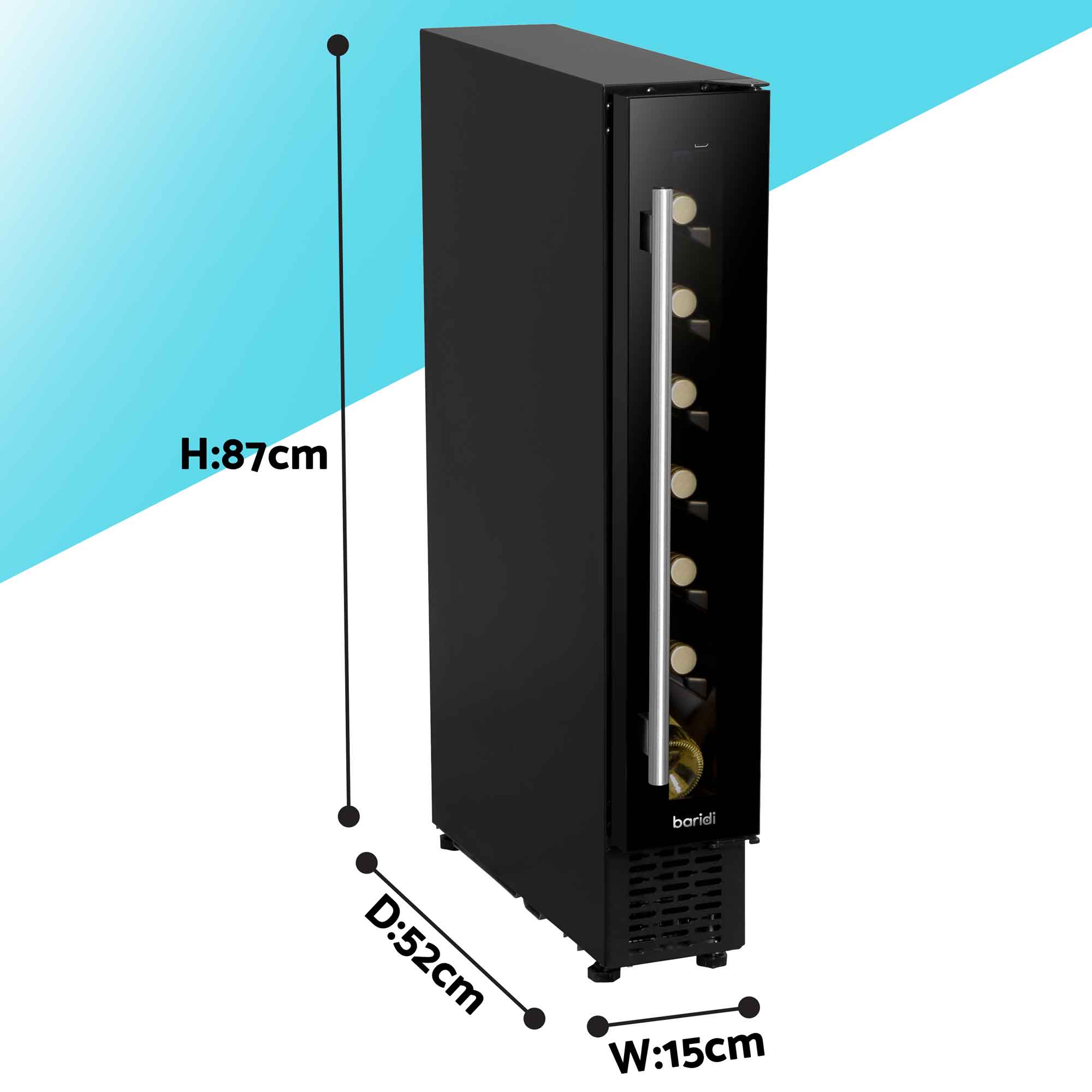 Baridi DH76 Wine Fridges Action shot - dimensions