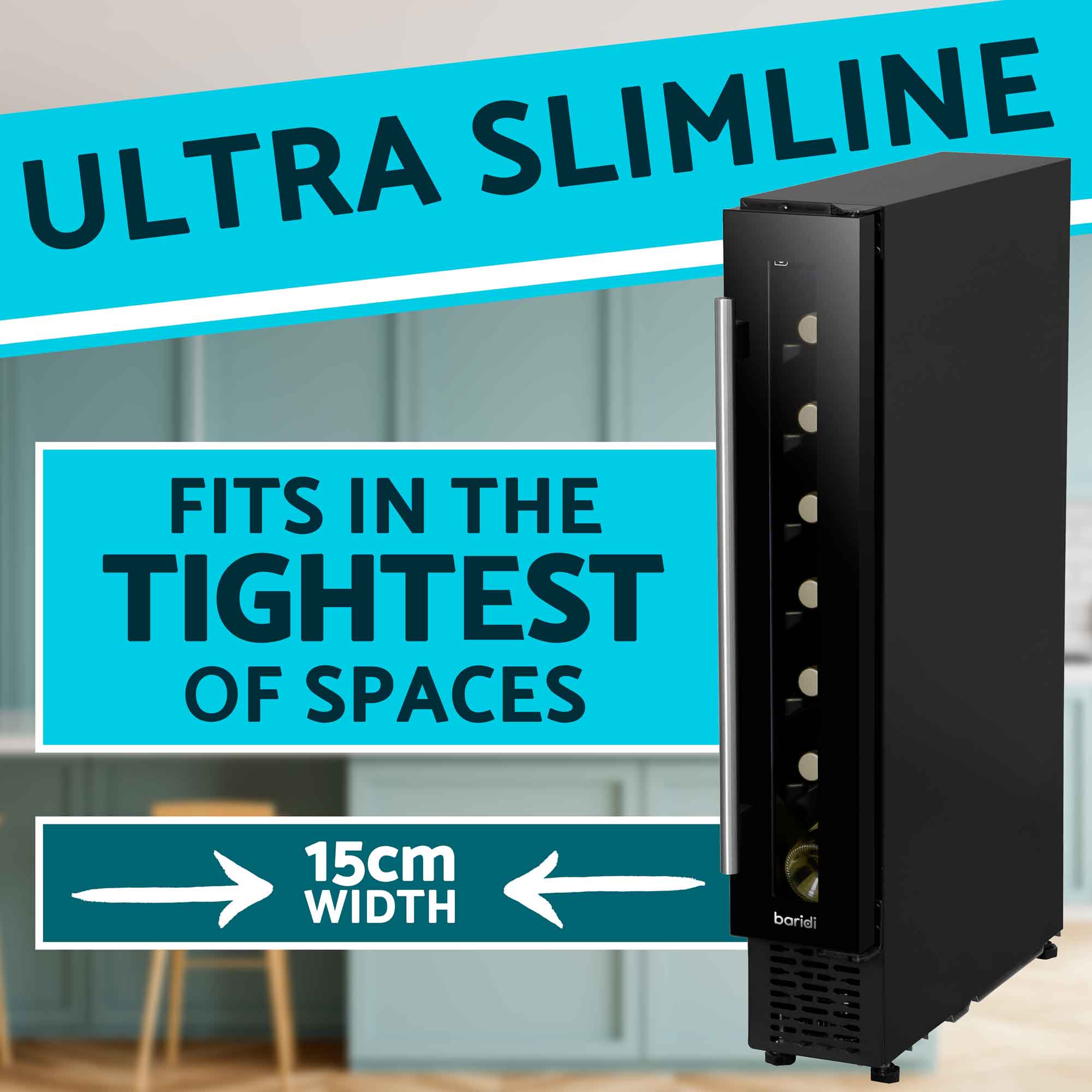 Baridi DH76 Wine Fridges Action shot - slimline