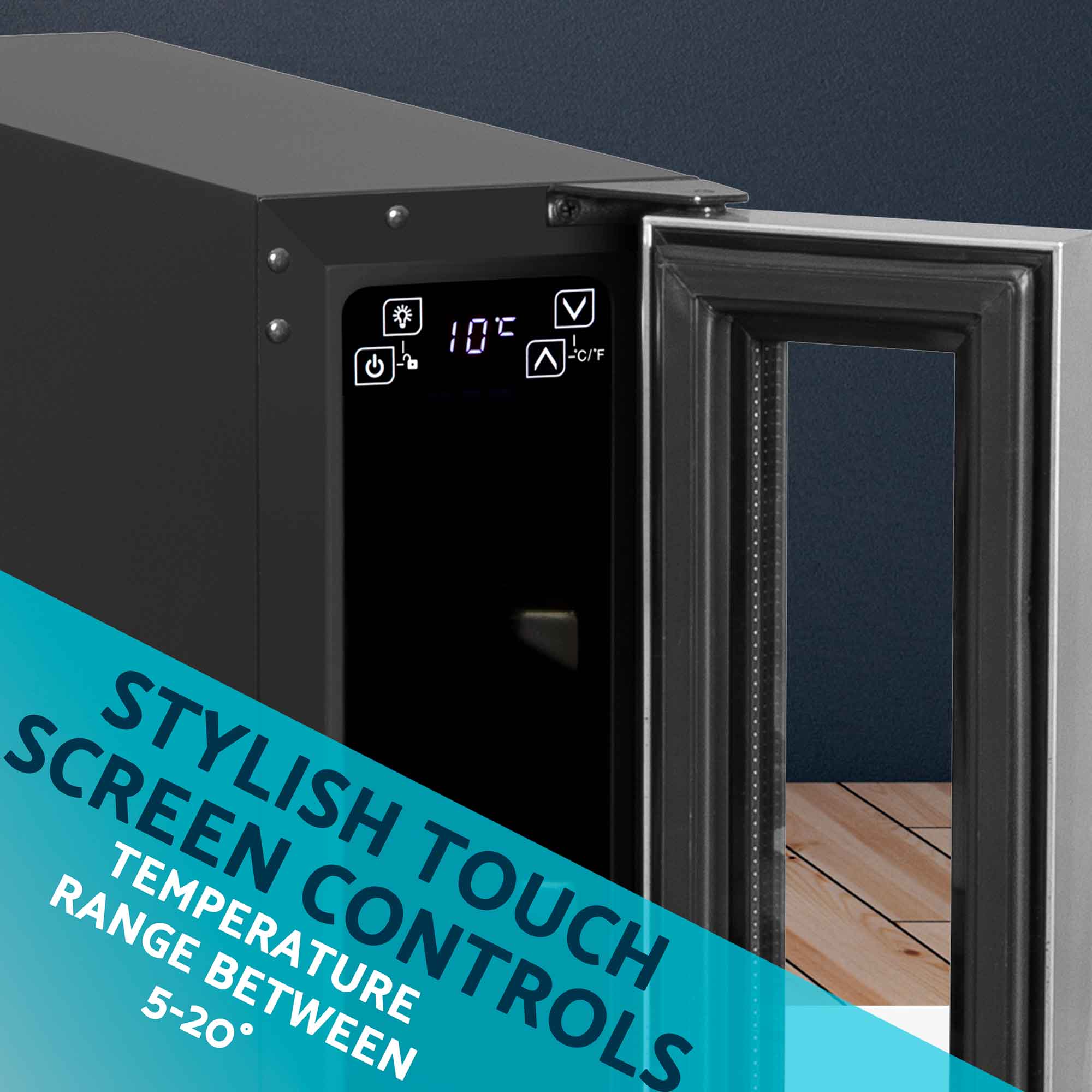 Baridi DH77 Wine Fridges Action shot - screen - controls