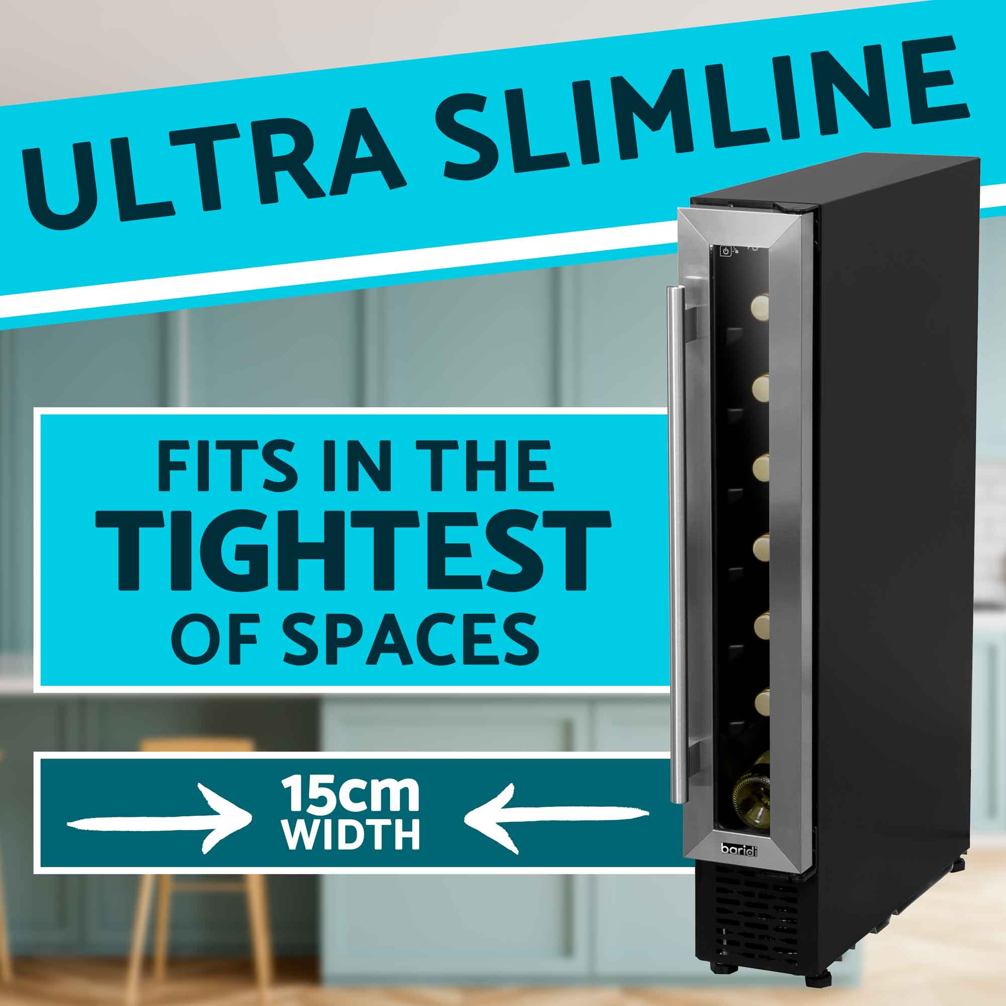 Baridi DH77 Wine Fridges Action shot - slimline