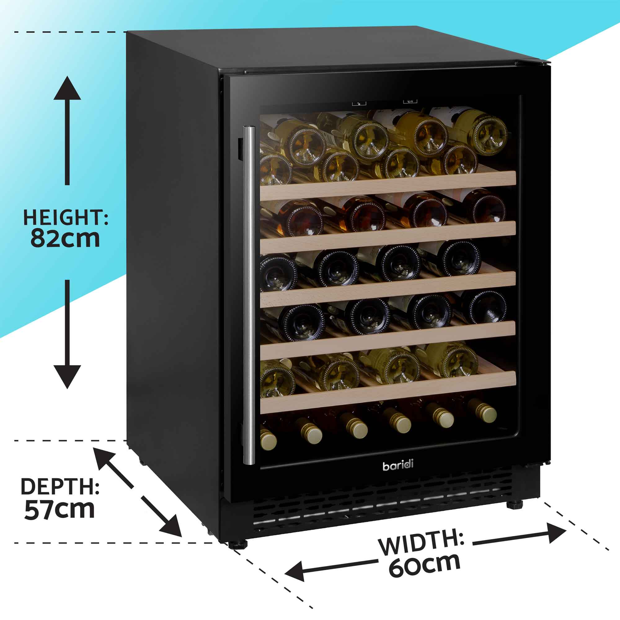 Baridi DH78 Wine Fridges Action shot - dimensions