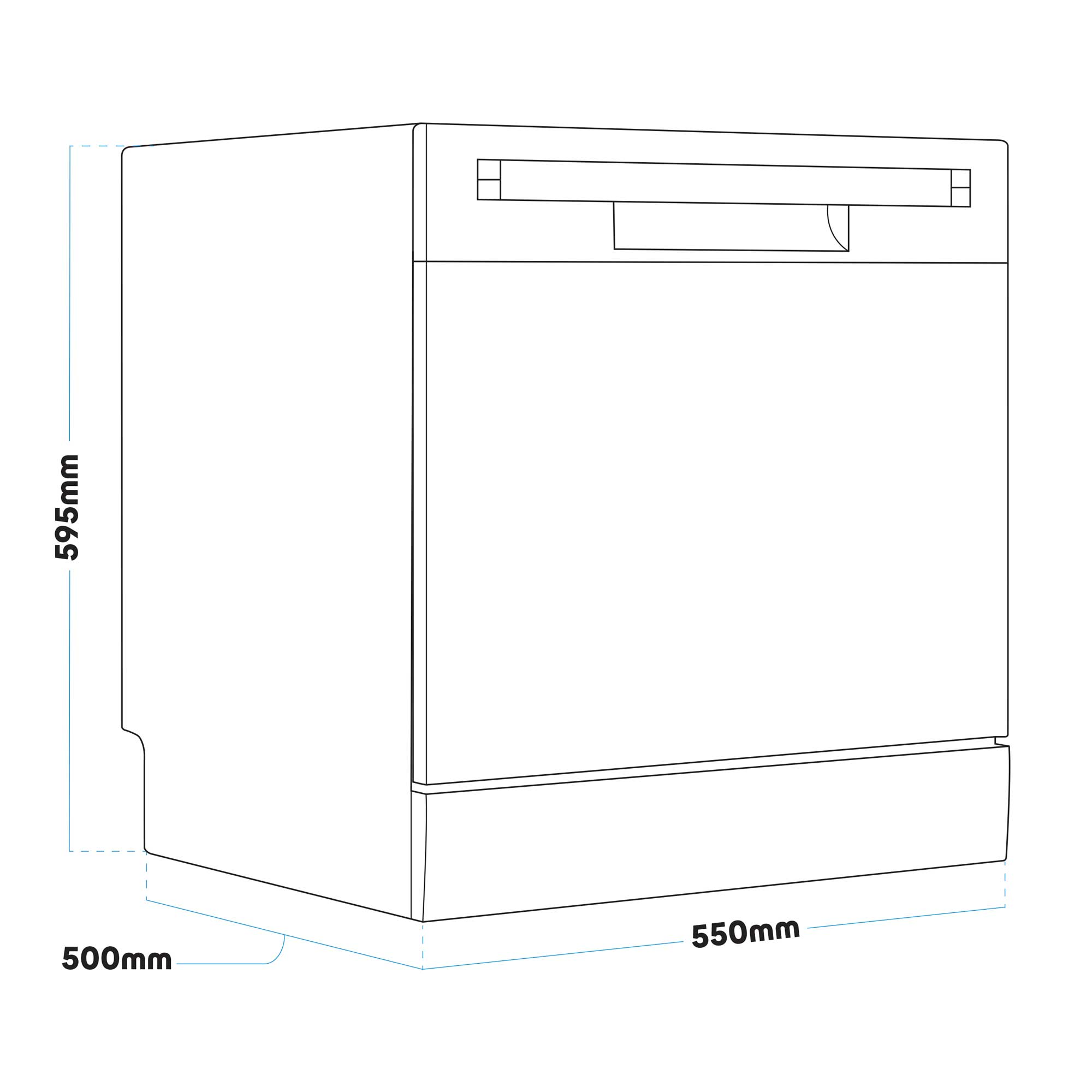 Baridi DH86 Tabletop Dishwasher Action shot - dimensions