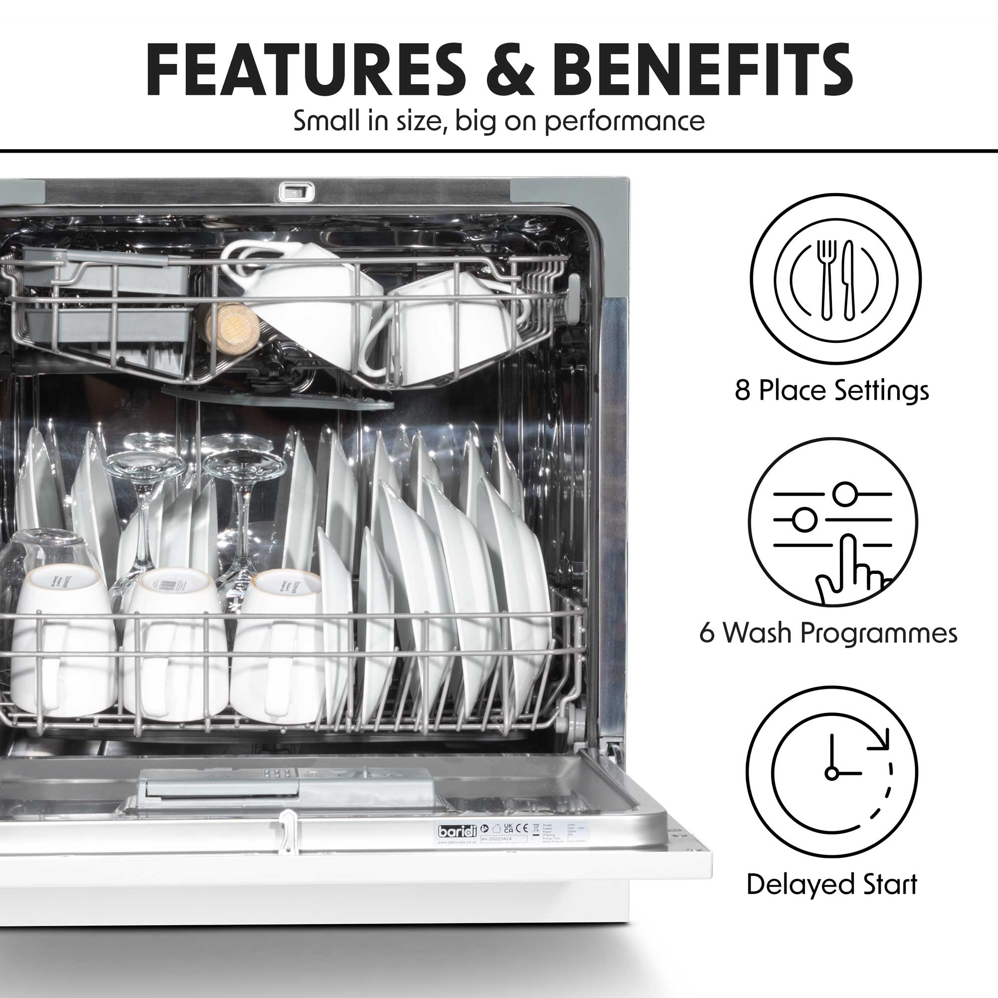 Baridi DH86 Tabletop Dishwasher Action shot - summary