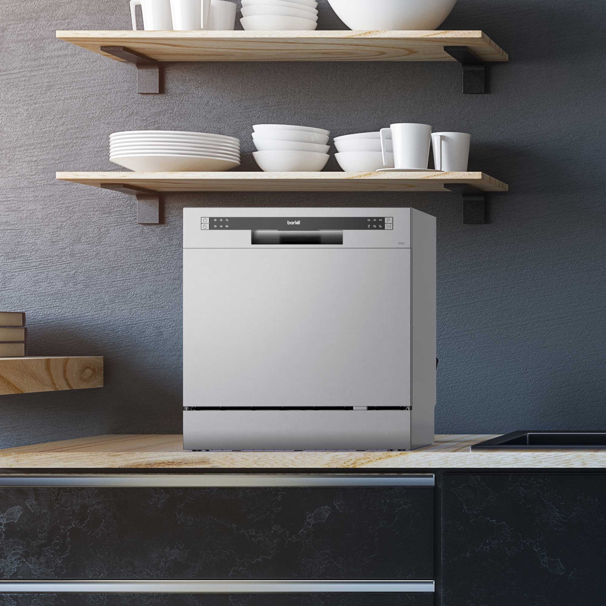 Baridi DH87 Tabletop Dishwasher Action shot - in kitchen - 2nd perspective
