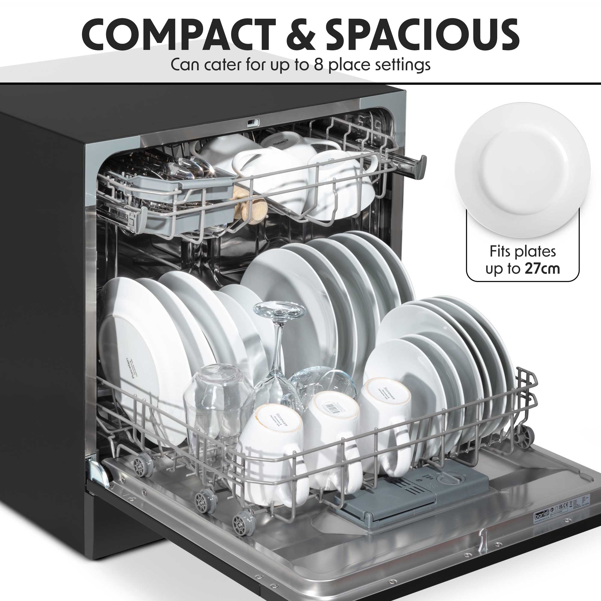 Baridi DH88 Tabletop Dishwasher 8 - place - settings