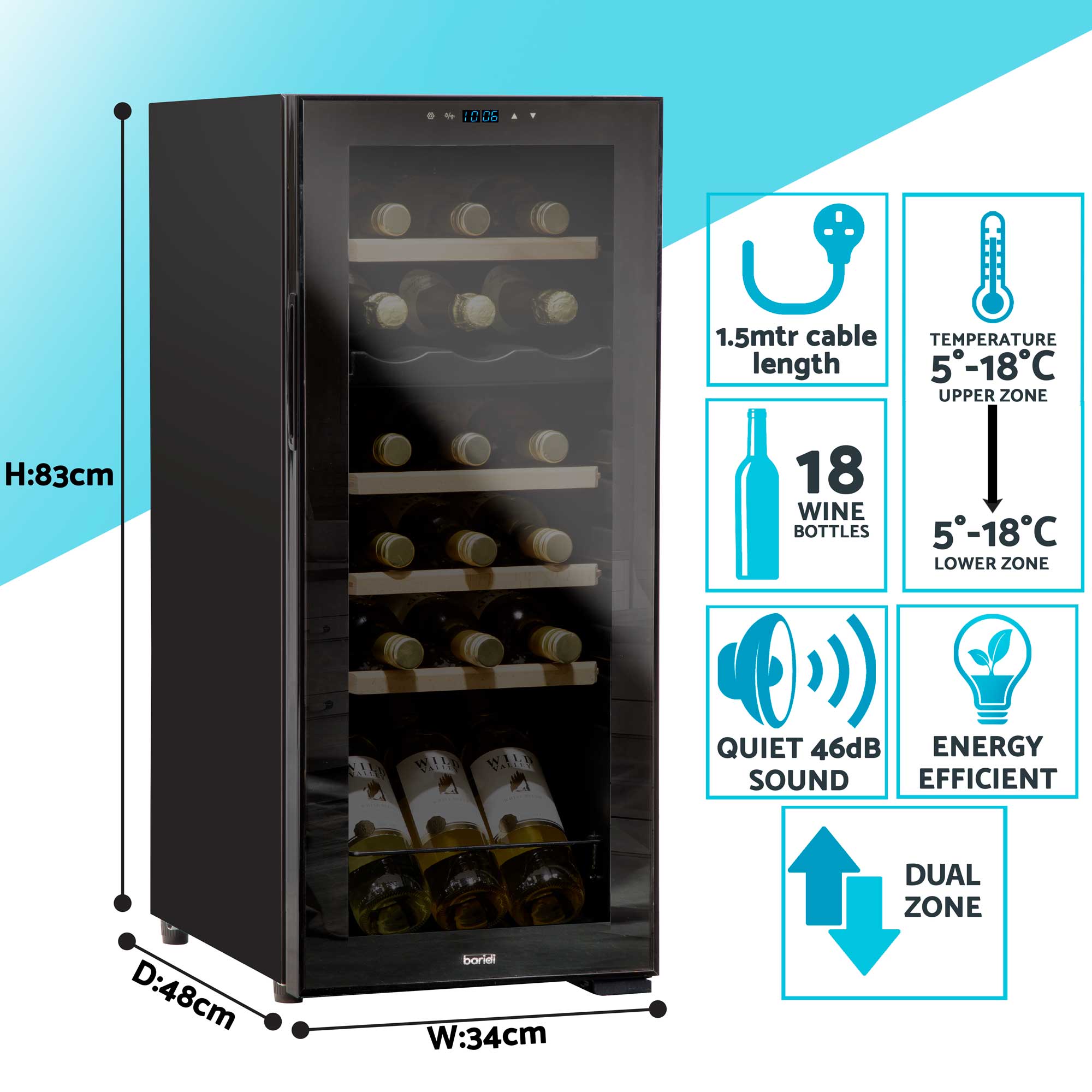 Baridi DH89 Wine Fridges Action shot - information