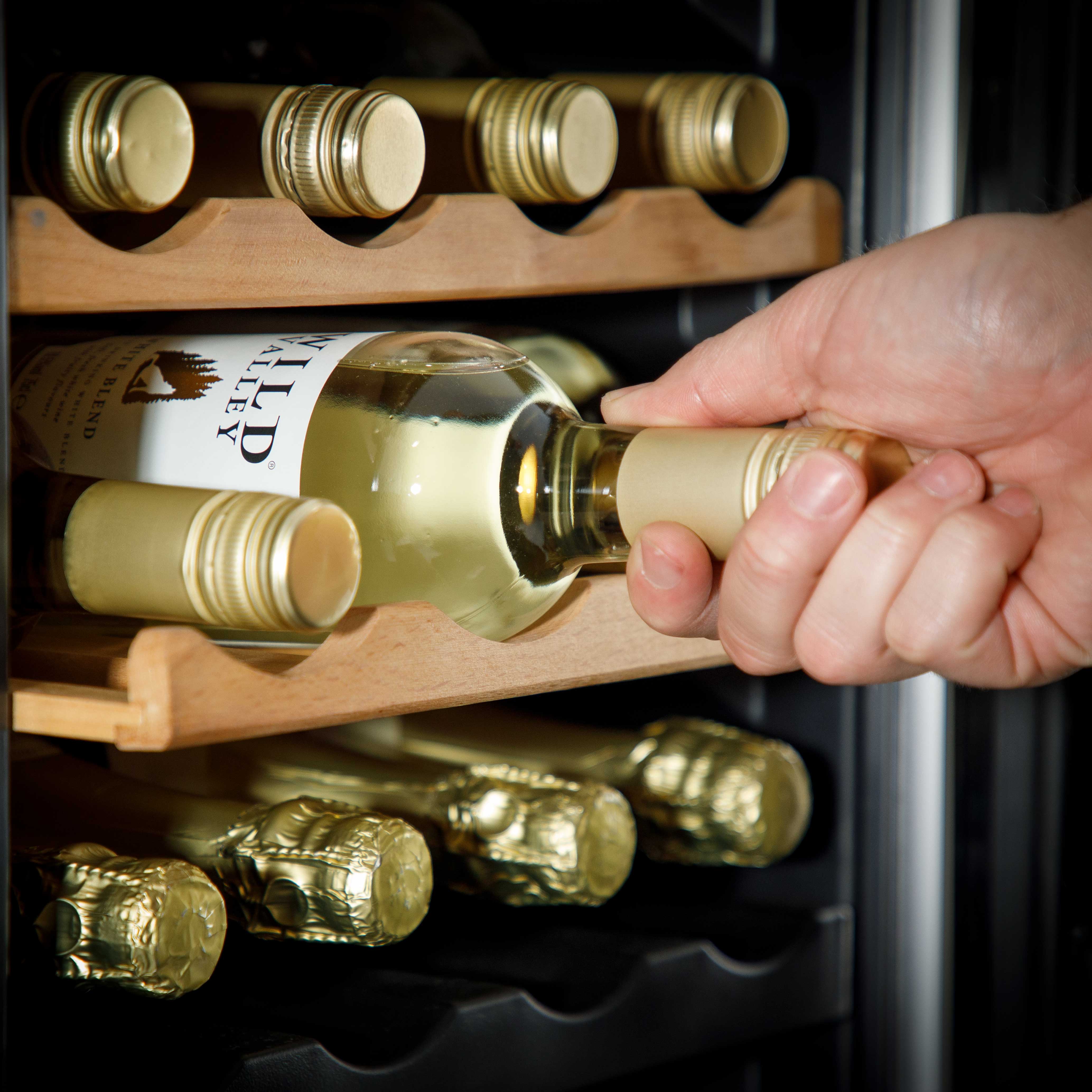 Baridi DH92 Wine Fridges Action shot - pulling - bottle - out