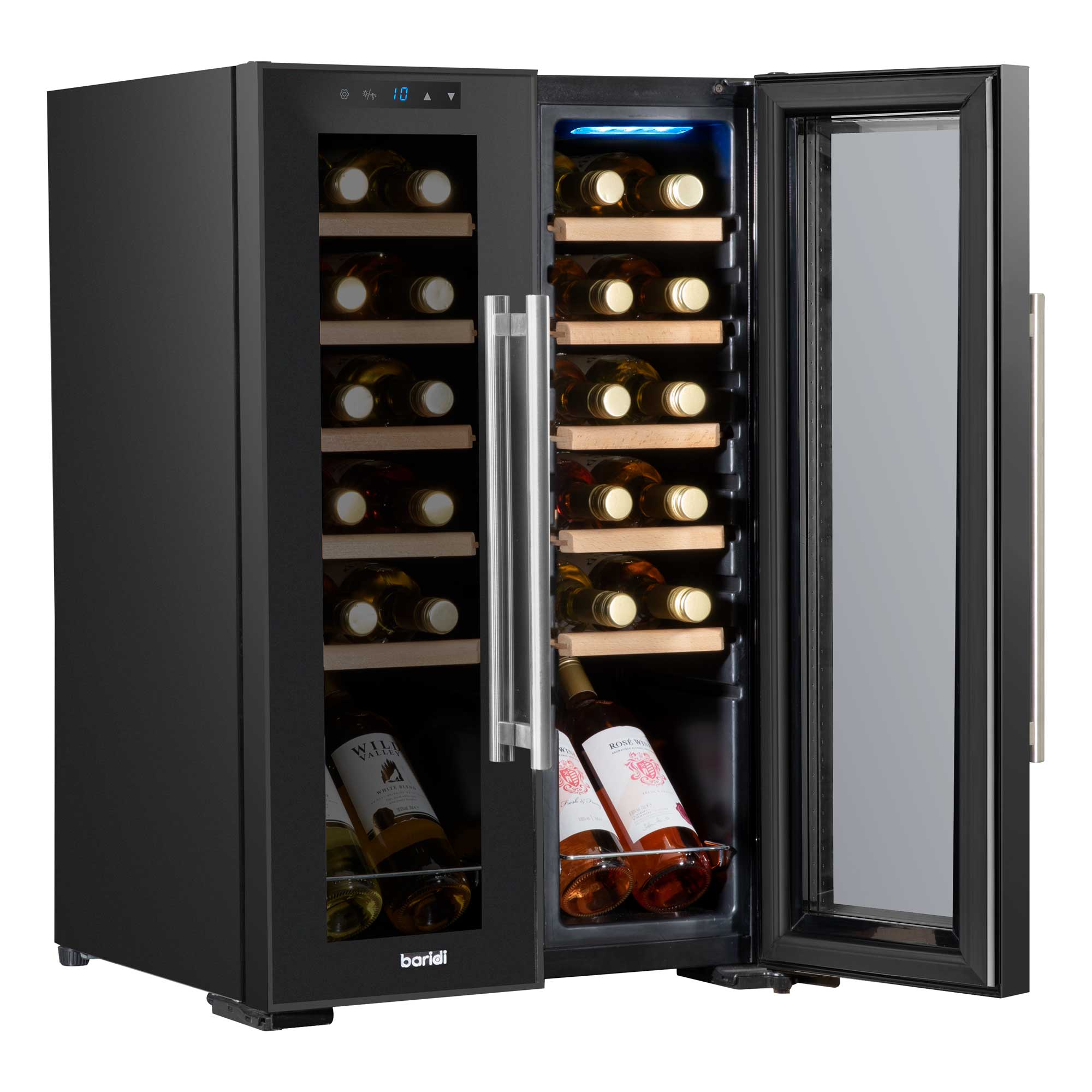 Baridi DH97 Wine Fridges Full - half - open