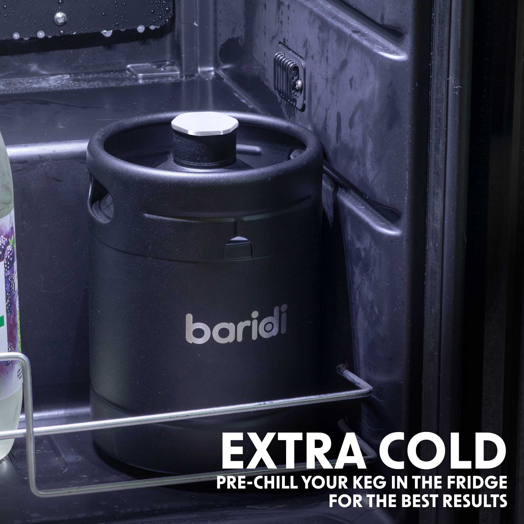 Baridi Stainless Steel Growler Keg 2L, Matte Black suitable for Soft Drinks and Beer- DH99 - Dellonda